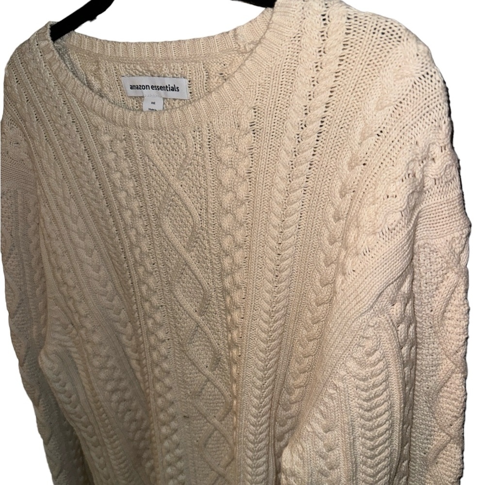 AMAZON ESSENTIALS CABLE KNIT WOMANS CREAM SWEATER XXL - Picture 5 of 7